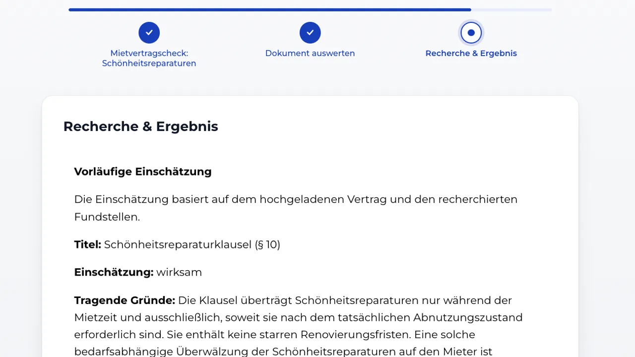 Cosmetic Repairs Clause Check: Automated Research with AI